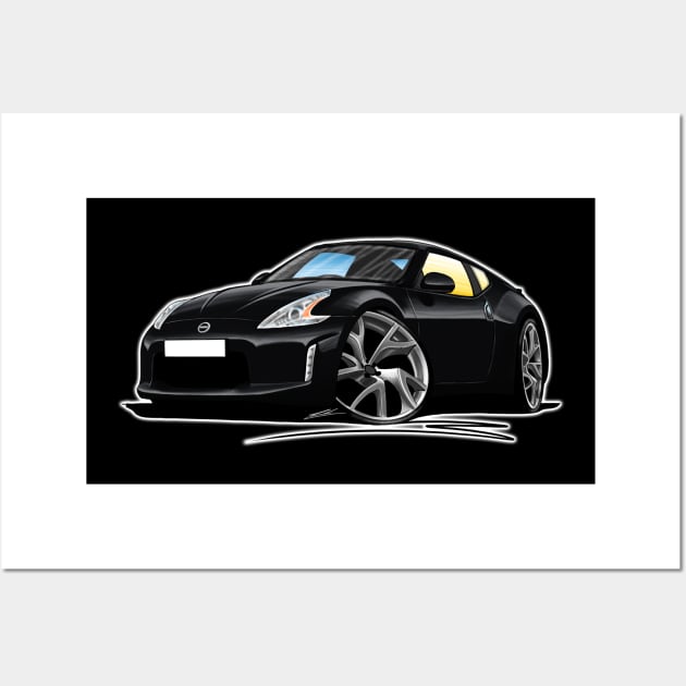 Nissan 370z Black Caricature Car Art Wall Art by y30man5